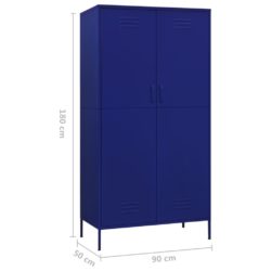 vidaXL Garderobe marineblå 90x50x180 cm stål