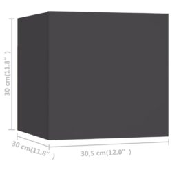 Vegghengte TV-benker 8 stk grå 30,5x30x30 cm