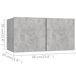 TV-benksett 10 deler betonggrå sponplate