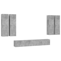 vidaXL TV-benksett 6 deler betonggrå sponplate