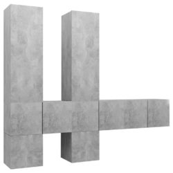 TV-benksett 7 deler betonggrå sponplate