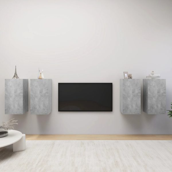 vidaXL TV-benker 4 stk betonggrå 30,5x30x60 cm sponplate