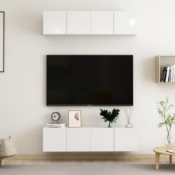 vidaXL TV-benk 4 stk høyglans grå 60x30x30 cm sponplate