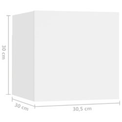 Nattbord høyglans hvit 30,5x30x30 cm sponplate
