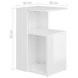 Sidebord høyglans hvit 36x30x56 cm sponplate