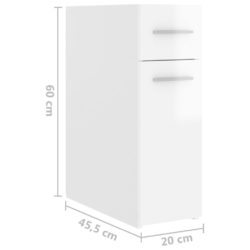 Apotekskap høyglans hvit 20×45,5×60 cm sponplater