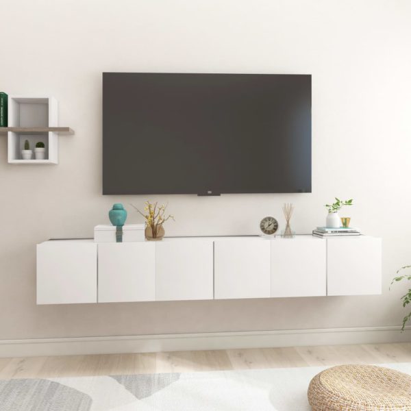 vidaXL Hengende TV-benker 3 stk hvit 60x30x30 cm