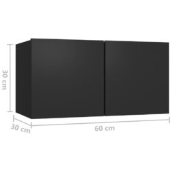 Hengende TV-benk svart 60x30x30 cm