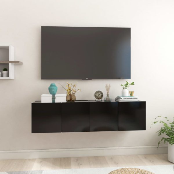 vidaXL Hengende TV-benker 2 stk svart 60x30x30 cm
