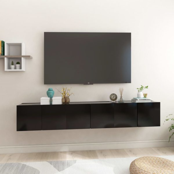 Hengende TV-benker 3 stk svart 60x30x30 cm