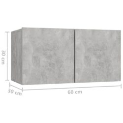 Hengende TV-benker 2 stk betonggrå 60x30x30 cm