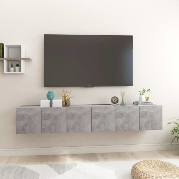 vidaXL Hengende TV-benker 3 stk betonggrå 60x30x30 cm