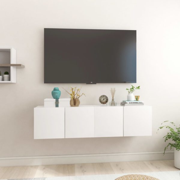vidaXL Hengende TV-benker 2 stk høyglans hvit 60x30x30 cm