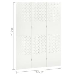 Romdeler 3 paneler hvit 120×180 cm stål