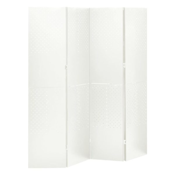 vidaXL Romdeler 4 paneler hvit 160×180 cm stål