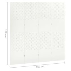 Romdeler 4 paneler hvit 160×180 cm stål