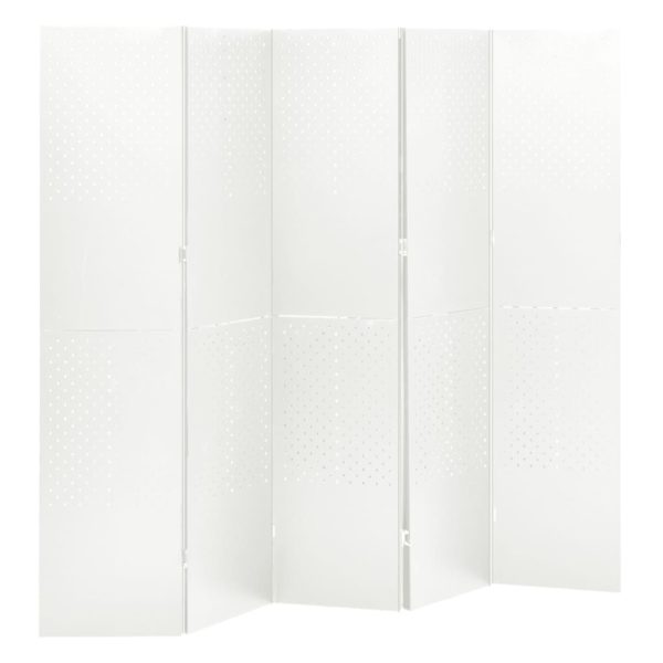 vidaXL Romdeler 5 paneler hvit 200×180 cm stål