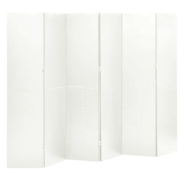 vidaXL Romdeler med 6 paneler hvit 240×180 cm stål