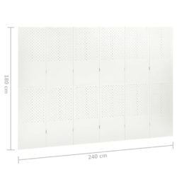 Romdeler med 6 paneler hvit 240×180 cm stål