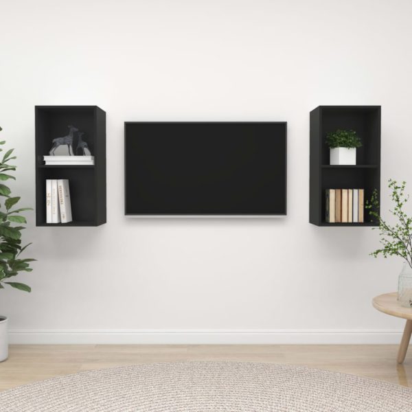 vidaXL Vegghengte TV-benker 2 stk svart sponplate