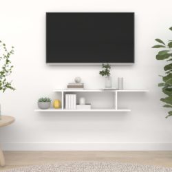Veggmontert TV-hylle hvit 125x18x23 cm sponplate