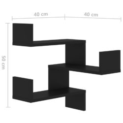 Veggmontert hjørnehylle svart 40x40x50 cm sponplate