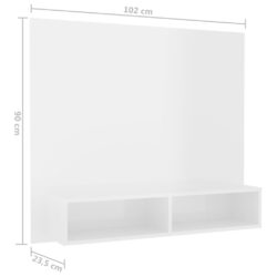 Veggmontert TV-benk høyglans hvit 102×23,5×90 cm sponplate