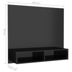 Veggmontert TV-benk høyglans svart 102×23,5×90 cm sponplate