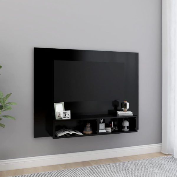 vidaXL Veggmontert TV-benk svart 120×23,5×90 cm sponplate