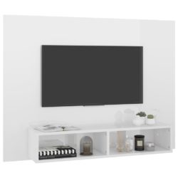 Veggmontert TV-benk høyglans hvit 120×23,5×90 cm sponplate