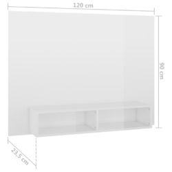Veggmontert TV-benk høyglans hvit 120×23,5×90 cm sponplate