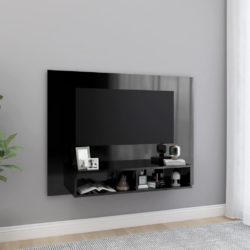 Veggmontert TV-benk høyglans svart 120×23,5×90 cm sponplate