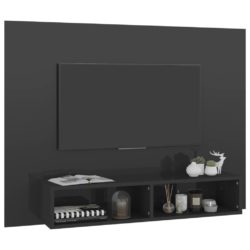 Veggmontert TV-benk høyglans grå 120×23,5×90 cm sponplate