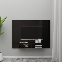 Veggmontert TV-benk høyglans svart 135×23,5×90 cm sponplate