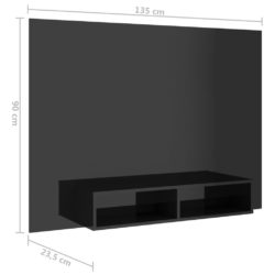 Veggmontert TV-benk høyglans svart 135×23,5×90 cm sponplate