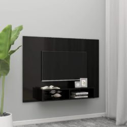 vidaXL Veggmontert TV-benk høyglans svart 135×23,5×90 cm sponplate