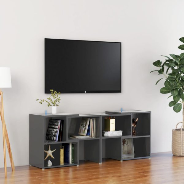 vidaXL TV-benk høyglans grå 104x30x52 cm sponplate