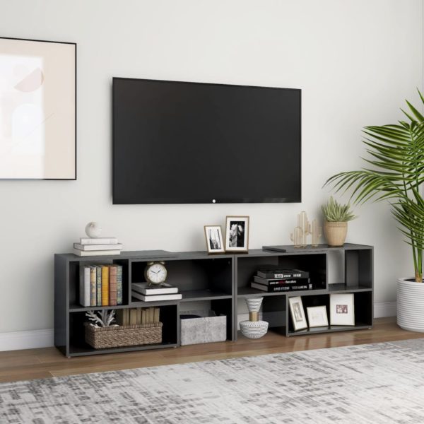 TV-benk høyglans grå 149x30x52 cm sponplate