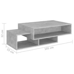 Salongbord betonggrå 105x55x32 cm sponplate