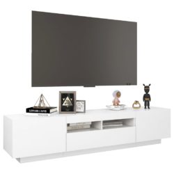 TV-benk med LED-lys hvit 180x35x40 cm