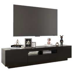 TV-benk med LED-lys svart 180x35x40 cm