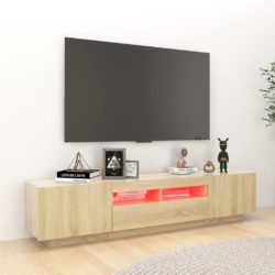 TV-benk med LED-lys sonoma eik 180x35x40 cm