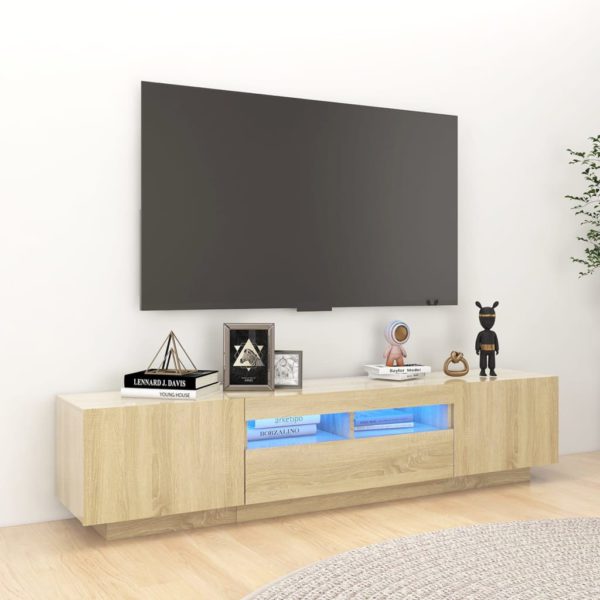 vidaXL TV-benk med LED-lys sonoma eik 180x35x40 cm