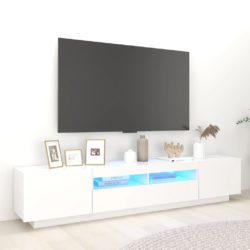 TV-benk med LED-lys hvit 200x35x40 cm