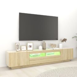 vidaXL TV-benk med LED-lys sonoma eik 200x35x40 cm
