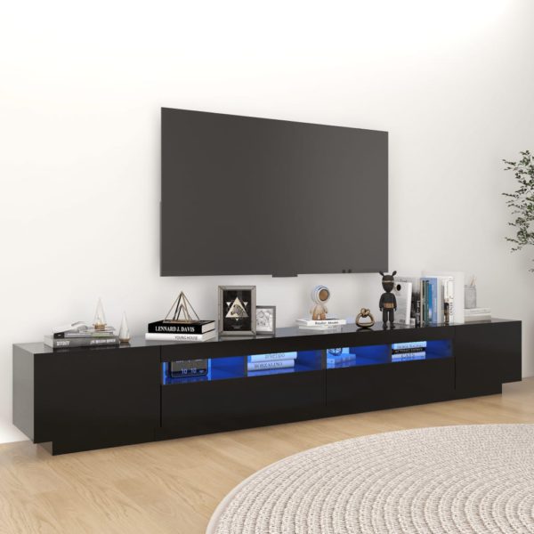 vidaXL TV-benk med LED-lys svart 260x35x40 cm