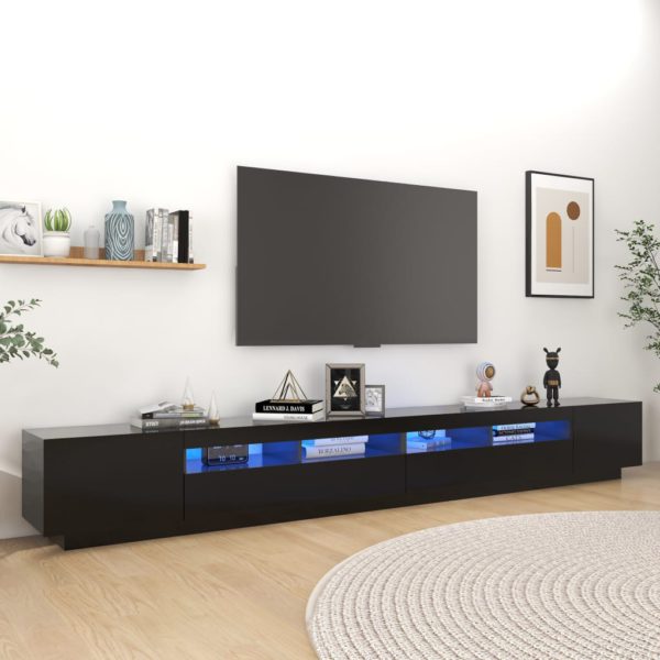 TV-benk med LED-lys svart 300x35x40 cm