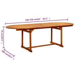 Utendørs spisebord (160-240)x100x75 cm heltre akasie