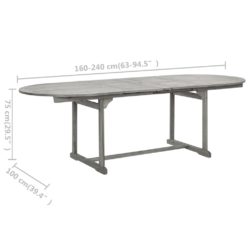 Utendørs spisebord (160-240)x100x75 cm heltre akasie