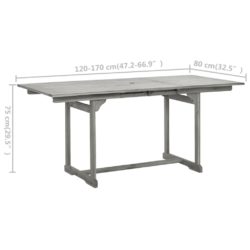 Utendørs spisebord (120-170)x80x75 cm heltre akasie
